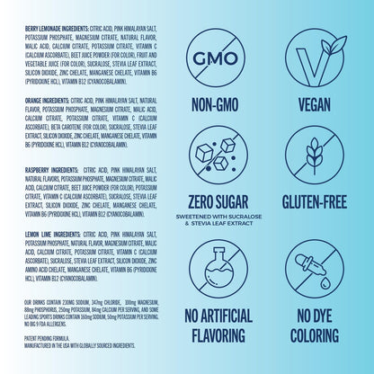 TREVI™ Everyday Sugar Free Electrolytes – Hydration Pulver-Päckchen – Original Variety Pack – 8 Portionen – Berry Lemonade, Lemon Lime, Raspberry, Orange