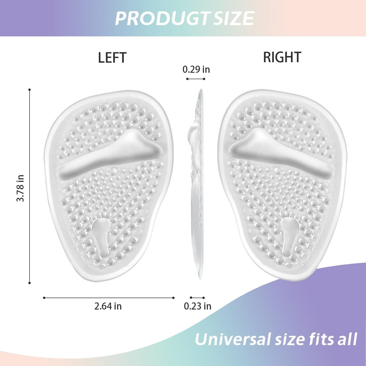 LeaOcaao Professionelle Metatarsal-Pads für Frauen, 6 Stück Ballenpolster für High Heels, diskrete Polster & rutschfeste Fersengripps, Fußschmerzlinderung & ganztägiger Komfort, transparent