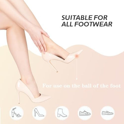 LeaOcaao Professionelle Metatarsal-Pads für Frauen, 6 Stück Ballenpolster für High Heels, diskrete Polster & rutschfeste Fersengripps, Fußschmerzlinderung & ganztägiger Komfort, transparent