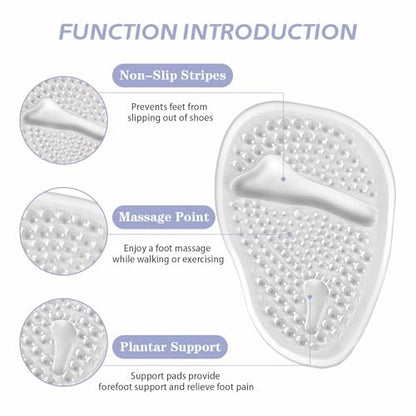 LeaOcaao Professionelle Metatarsal-Pads für Frauen, 6 Stück Ballenpolster für High Heels, diskrete Polster & rutschfeste Fersengripps, Fußschmerzlinderung & ganztägiger Komfort, transparent