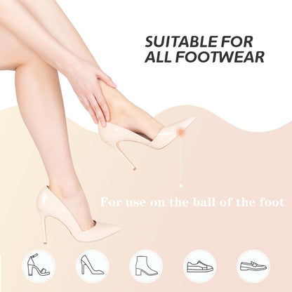 LeaOcaao Professionelle Metatarsal-Pads für Frauen, 6 Stück Ballenpolster für High Heels, diskrete Polster & rutschfeste Fersengripps, Fußschmerzlinderung & ganztägiger Komfort, transparent