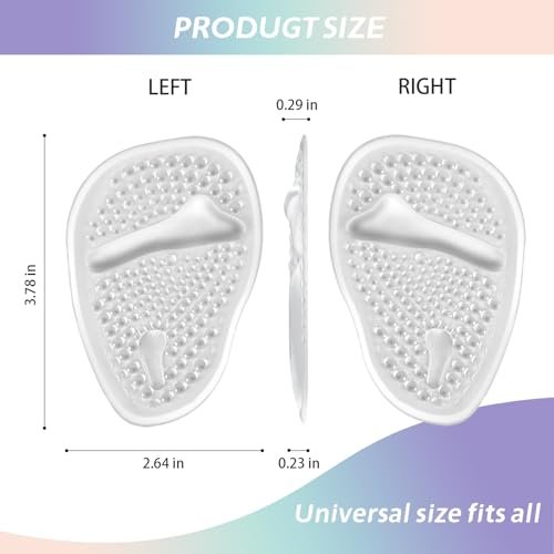 LeaOcaao Professionelle Metatarsal-Pads für Frauen, 6 Stück Ballenpolster für High Heels, diskrete Polster & rutschfeste Fersengripps, Fußschmerzlinderung & ganztägiger Komfort, transparent