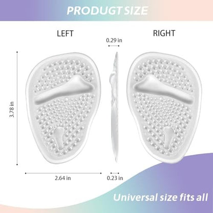 LeaOcaao Professionelle Metatarsal-Pads für Frauen, 6 Stück Ballenpolster für High Heels, diskrete Polster & rutschfeste Fersengripps, Fußschmerzlinderung & ganztägiger Komfort, transparent