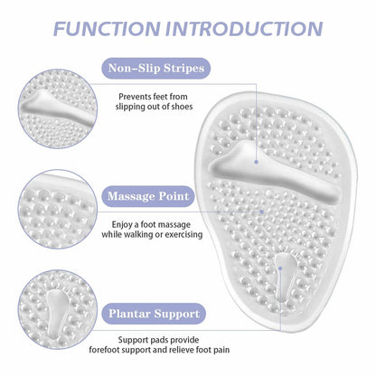 LeaOcaao Professionelle Metatarsal-Pads für Frauen, 6 Stück Ballenpolster für High Heels, diskrete Polster & rutschfeste Fersengripps, Fußschmerzlinderung & ganztägiger Komfort, transparent