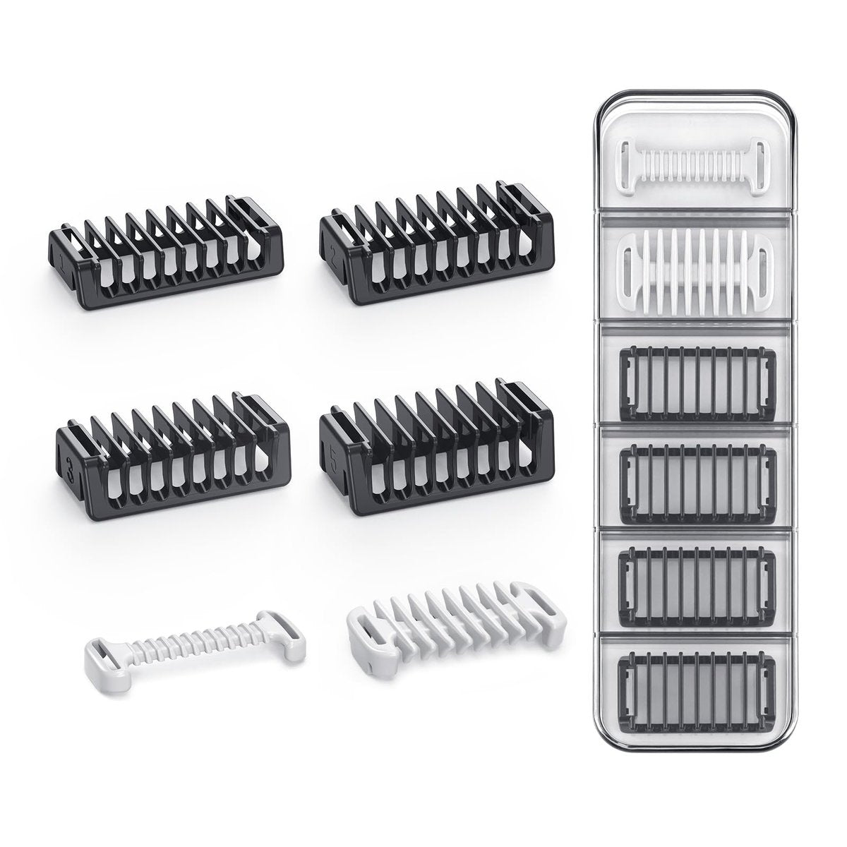 Guide Guards Set – 1/2/3/5mm Kammaufsätze, Skin & Body Combs, mit Hartschalenkoffer – Kompatibel mit Obalde QP2724/QP2834/QP2520/30, QP2620/30, Pro Series – Praktische Aufbewahrung mit hoher Leistung