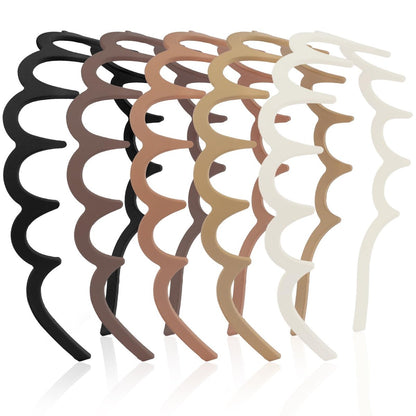 Aprince 5-teiliges Zickzack-Stirnband Set, Neutrale Matte Kunststoff-Stirnbänder mit Zähnen, Rutschfeste Wellen-Haarbänder für Damen und Herren, U-förmiges Wendestirnband, Retro High Skull Haarband, 90er Jahre Kamm-Haarreif