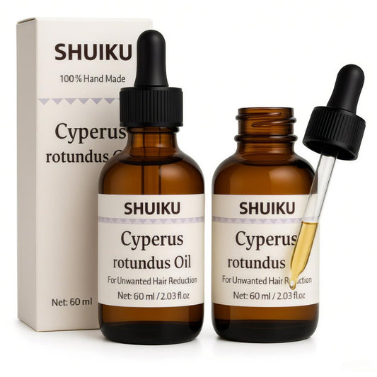 Cyperus Rotundus Öl zur Haarentfernung 2er-Pack – 100% reines natürliches Cyprusöl – Organischer Kräuterwurzelextrakt für glatte Haut, Reduzierung von Körperbehaarung, eingewachsene Haare & Pflege – 60 ml