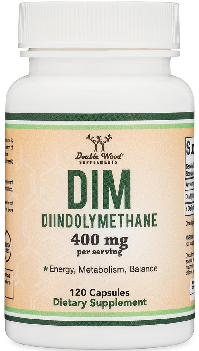 DIM Supplement für Frauen und Männer (Diindolylmethan Estrogen-Blocker, Hormonelle Aknebehandlung, Hormonbalance) 400 mg Portionen, 200 mg pro Kapsel, 120 Kapseln von Double Wood