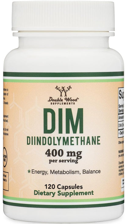 DIM Supplement für Frauen und Männer (Diindolylmethan Estrogen-Blocker, Hormonelle Aknebehandlung, Hormonbalance) 400 mg Portionen, 200 mg pro Kapsel, 120 Kapseln von Double Wood