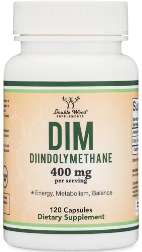 DIM Supplement für Frauen und Männer (Diindolylmethan Estrogen-Blocker, Hormonelle Aknebehandlung, Hormonbalance) 400 mg Portionen, 200 mg pro Kapsel, 120 Kapseln von Double Wood