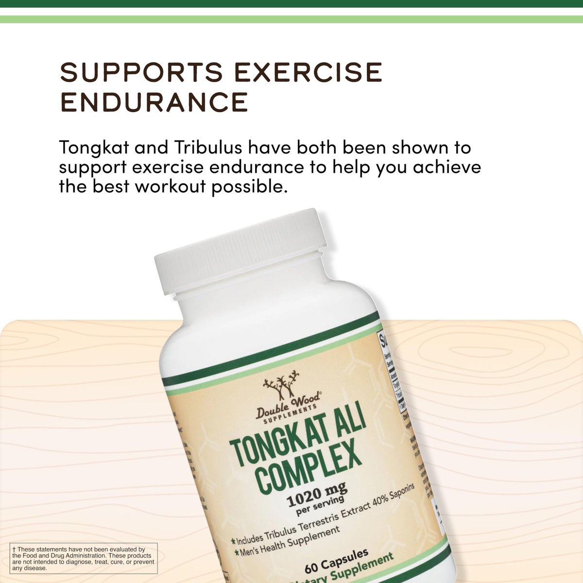 Tongkat Ali Extrakt 200:1 Ultra-Hochpotenz – 1000 mg pro Portion, 60 Kapseln mit Tribulus Terrestris von Double Wood
