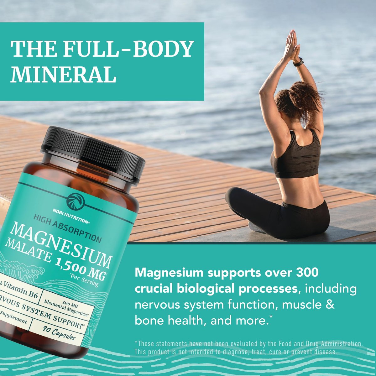 Magnesium Malat 1500 mg | Energie- & Nervensystem-Unterstützung | 300 mg elementares Magnesium pro Portion | Hochabsorbierbare Magnesium Malat Kapseln mit Vitamin B6 + Schwarzer Pfeffer | Non-GMO | 90 Stück (1 Monatsvorrat)