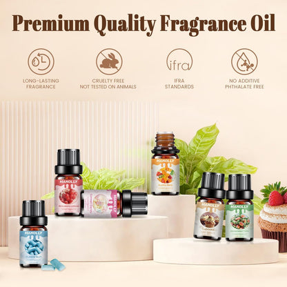 Premium Ätherische Öle Set – 6x10ml Duftöle für Diffuser, Kerzen- und Seifenherstellung, Aromatherapie