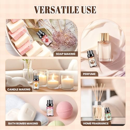 Premium Ätherische Öle Set – 6x10ml Duftöle für Diffuser, Kerzen- und Seifenherstellung, Aromatherapie
