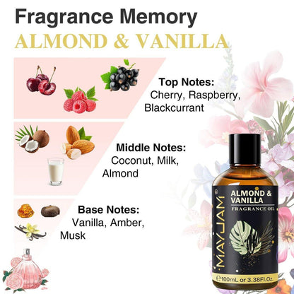 MAYJAM Mandel & Vanille Duftöl – 100 ml Ätherisches Öl für Diffuser, Seifen- und Kerzenherstellung