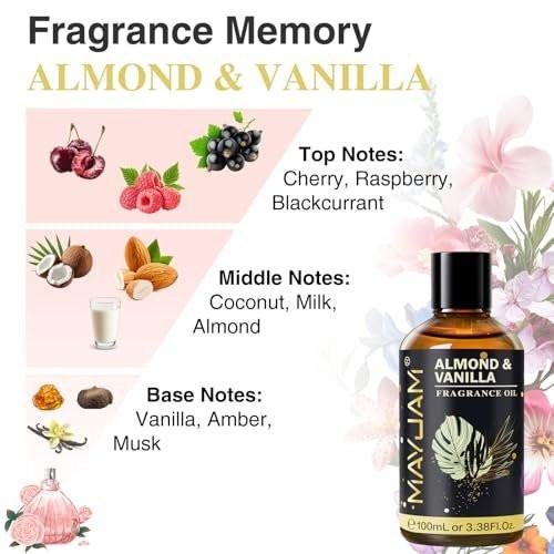 MAYJAM Mandel & Vanille Duftöl – 100 ml Ätherisches Öl für Diffuser, Seifen- und Kerzenherstellung