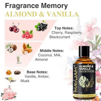 MAYJAM Mandel & Vanille Duftöl – 100 ml Ätherisches Öl für Diffuser, Seifen- und Kerzenherstellung