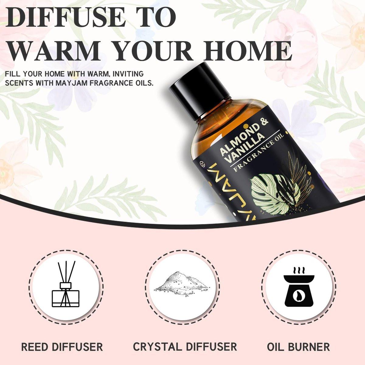 MAYJAM Mandel & Vanille Duftöl – 100 ml Ätherisches Öl für Diffuser, Seifen- und Kerzenherstellung