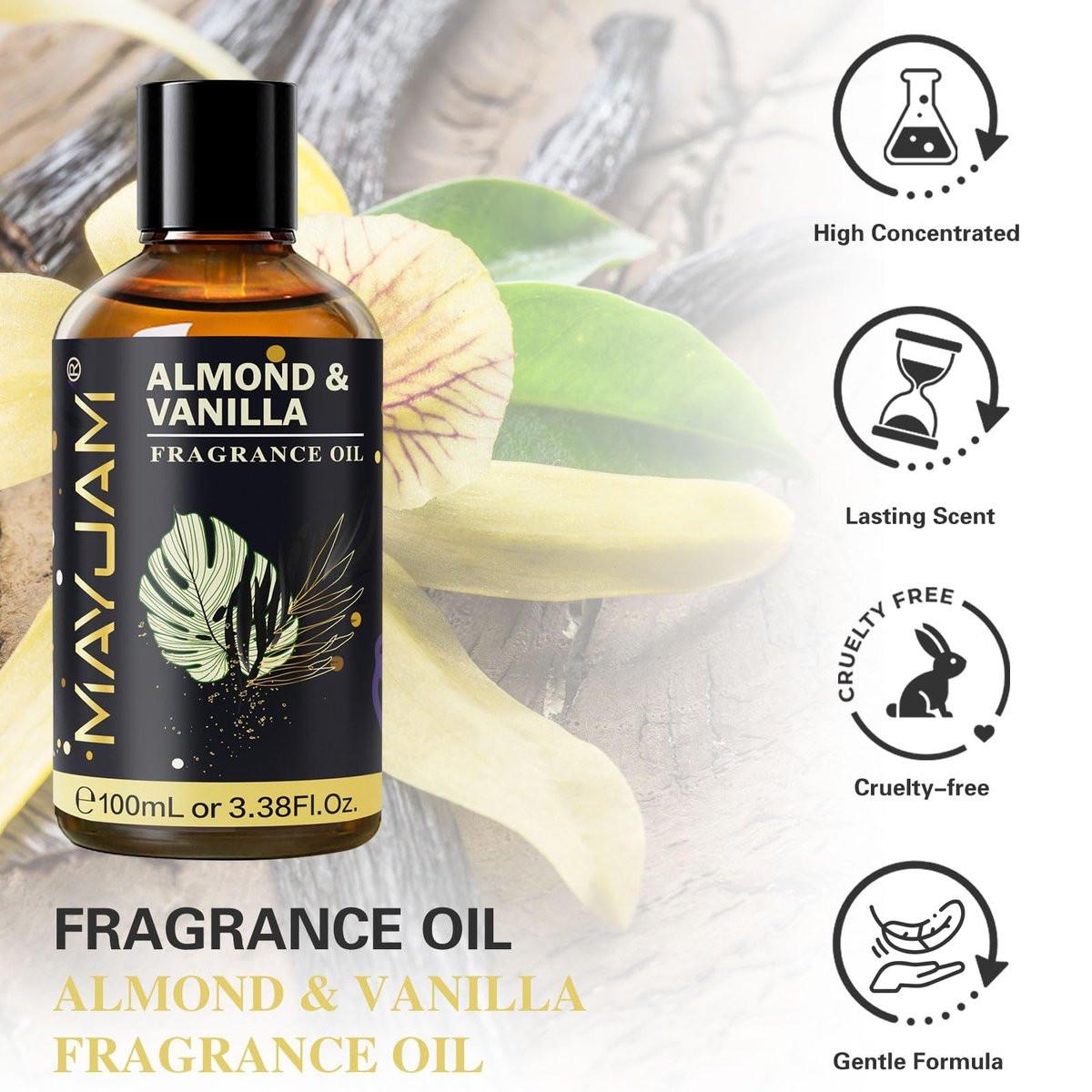 MAYJAM Mandel & Vanille Duftöl – 100 ml Ätherisches Öl für Diffuser, Seifen- und Kerzenherstellung