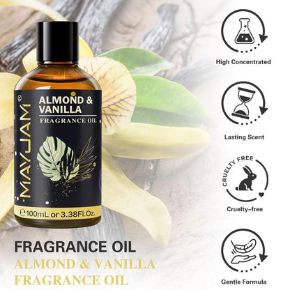 MAYJAM Mandel & Vanille Duftöl – 100 ml Ätherisches Öl für Diffuser, Seifen- und Kerzenherstellung