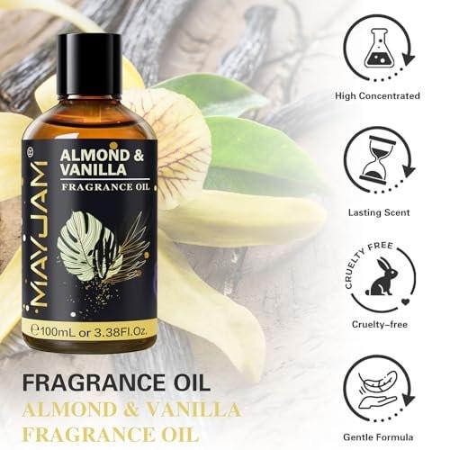 MAYJAM Mandel & Vanille Duftöl – 100 ml Ätherisches Öl für Diffuser, Seifen- und Kerzenherstellung