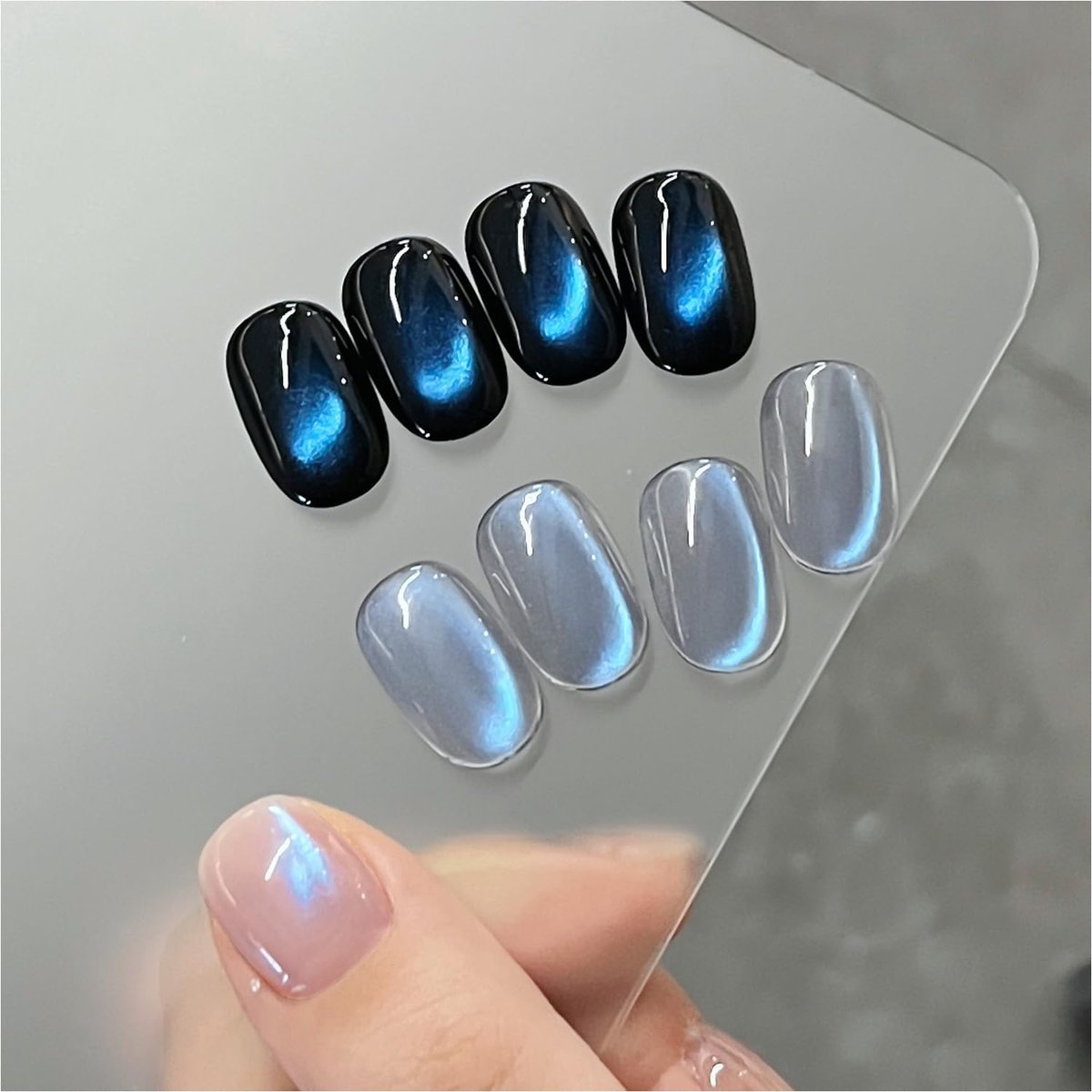 GAOY Blauer Glasiger Katzenaugen-Gel-Nagellack, 16 ml Holografischer Glitzer-Jelly-Nagellack mit Magnet, Reflektierender Transluzenter UV-Gel für Nagelkunst-DIY, 3331 Azure Aurora