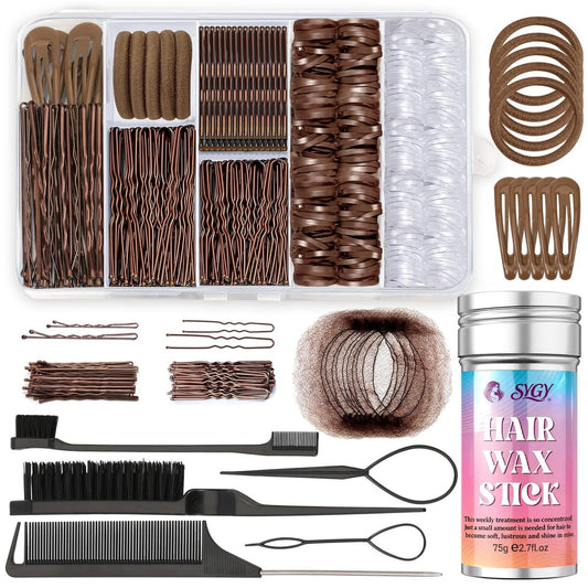 386-teiliges Ballett-Haarstyling-Set – Haarkerzen-Stick, 200 Haargummis, 50 Bobby Pins, 50 U-Pins, 10 unsichtbare Haarnetze, 3 Kämme & Bürsten, 2 Loop-Tools, professionelles Tanz-Performance-Kit mit Aufbewahrungsbox