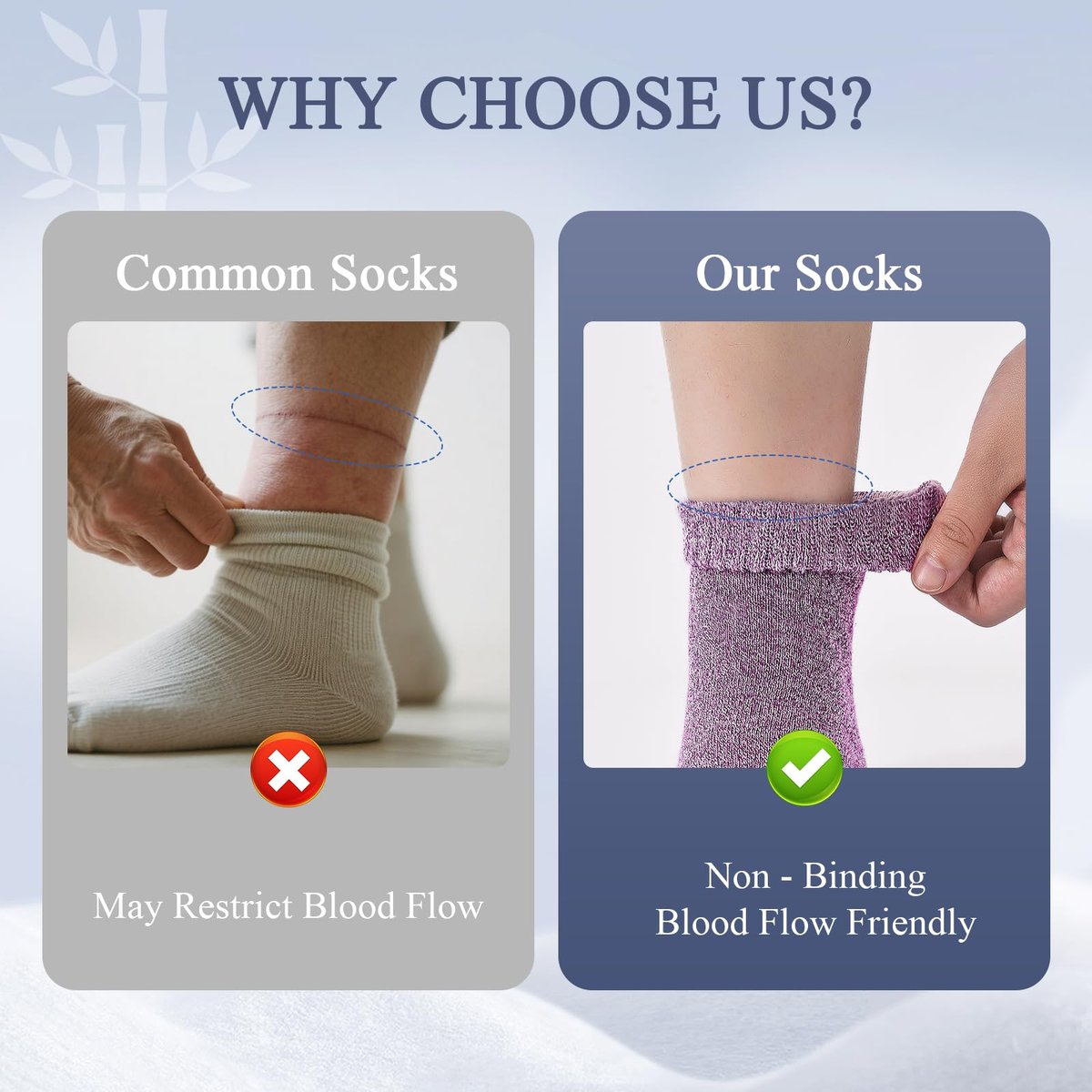 Cirorld Damen Diabetikersocken aus Bambus-Viskose, 6 Paar, nicht bindend, nahtlos, weite Öffnung, für geschwollene Füße