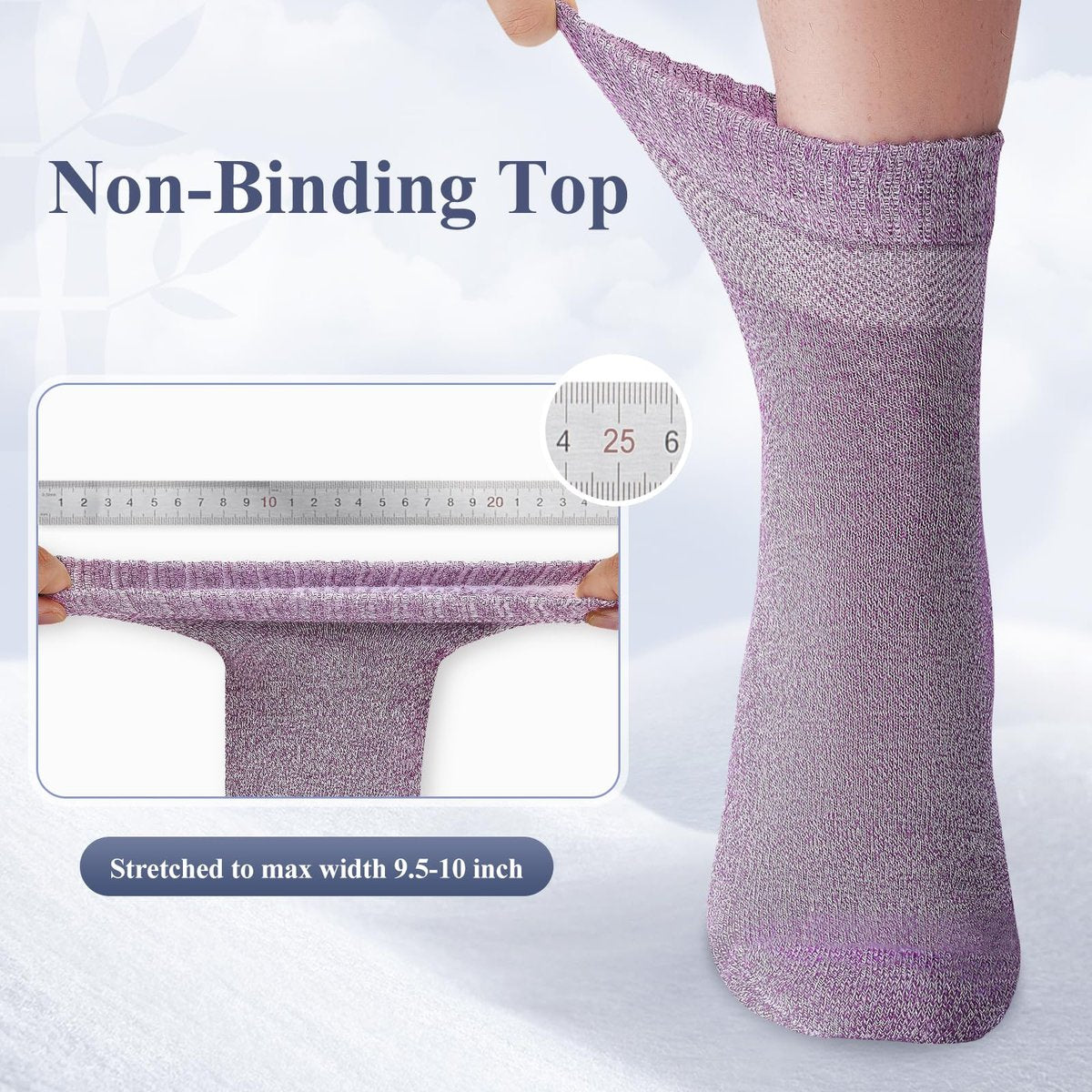 Cirorld Damen Diabetikersocken aus Bambus-Viskose, 6 Paar, nicht bindend, nahtlos, weite Öffnung, für geschwollene Füße