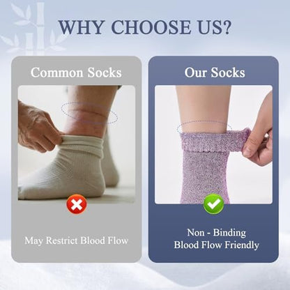 Cirorld Damen Diabetikersocken aus Bambus-Viskose, 6 Paar, nicht bindend, nahtlos, weite Öffnung, für geschwollene Füße