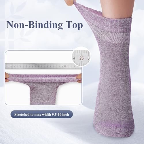 Cirorld Damen Diabetikersocken aus Bambus-Viskose, 6 Paar, nicht bindend, nahtlos, weite Öffnung, für geschwollene Füße