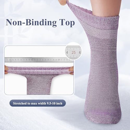 Cirorld Damen Diabetikersocken aus Bambus-Viskose, 6 Paar, nicht bindend, nahtlos, weite Öffnung, für geschwollene Füße