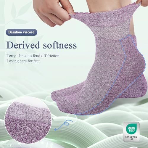 Cirorld Damen Diabetikersocken aus Bambus-Viskose, 6 Paar, nicht bindend, nahtlos, weite Öffnung, für geschwollene Füße