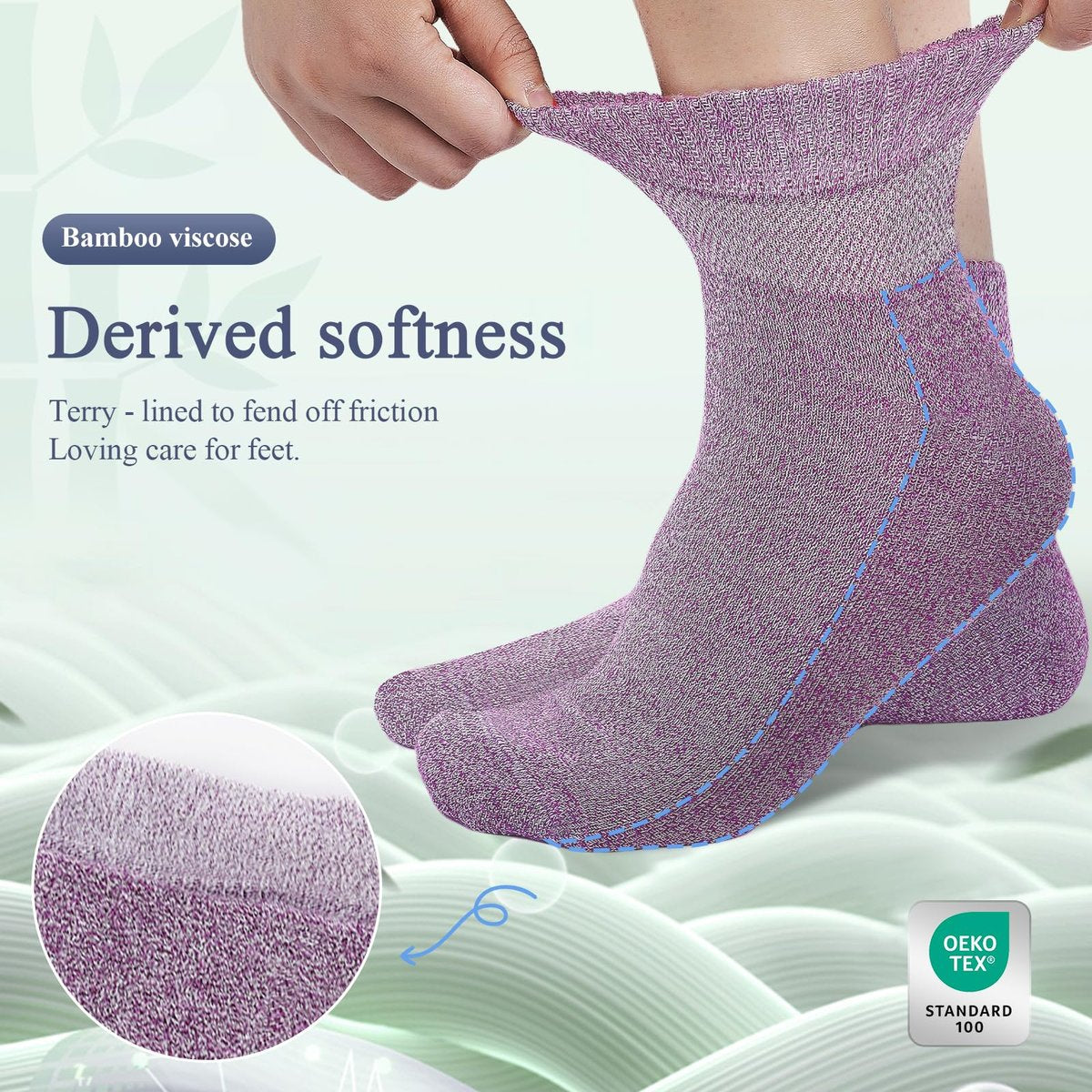 Cirorld Damen Diabetikersocken aus Bambus-Viskose, 6 Paar, nicht bindend, nahtlos, weite Öffnung, für geschwollene Füße