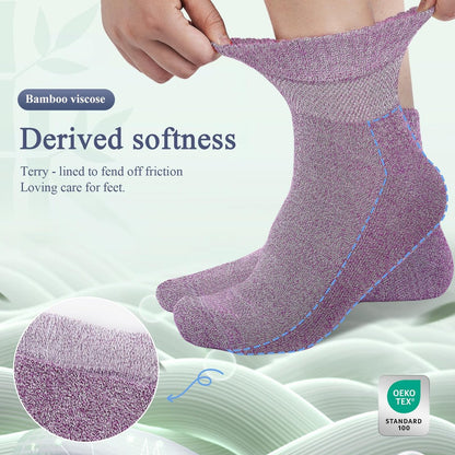 Cirorld Damen Diabetikersocken aus Bambus-Viskose, 6 Paar, nicht bindend, nahtlos, weite Öffnung, für geschwollene Füße