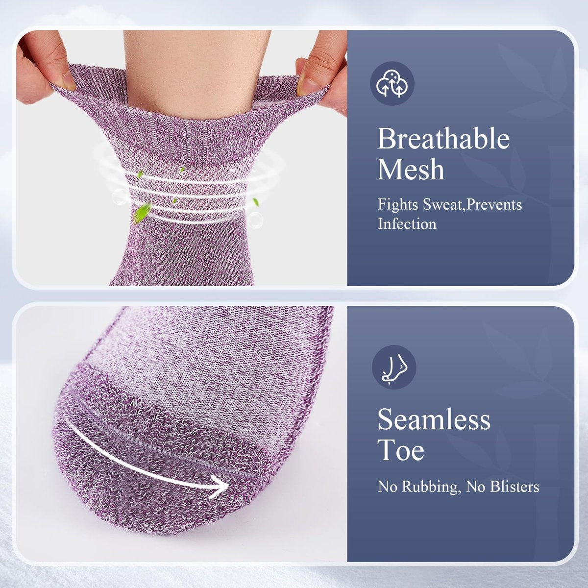 Cirorld Damen Diabetikersocken aus Bambus-Viskose, 6 Paar, nicht bindend, nahtlos, weite Öffnung, für geschwollene Füße