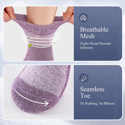 Cirorld Damen Diabetikersocken aus Bambus-Viskose, 6 Paar, nicht bindend, nahtlos, weite Öffnung, für geschwollene Füße