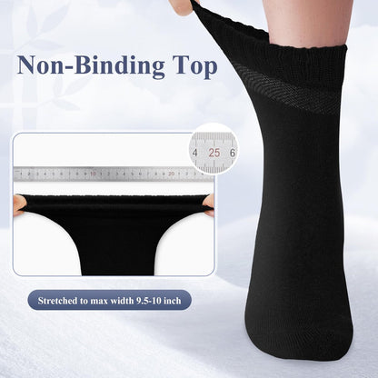 Cirorld Damen Diabetikersocken aus Bambusviskose, 6 Paar, nicht einschnürendes weites Bündchen, nahtlose lockere Polstersocken für geschwollene Füße