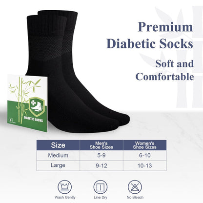 Cirorld Damen Diabetikersocken aus Bambusviskose, 6 Paar, nicht einschnürendes weites Bündchen, nahtlose lockere Polstersocken für geschwollene Füße