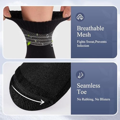 Cirorld Damen Diabetikersocken aus Bambus-Viskose, 6 Paar, nicht einschnürendes weites Bündchen, nahtlose Socken mit weicher Polsterung für geschwollene Füße