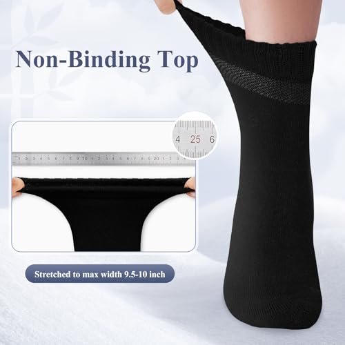 Cirorld Damen Diabetikersocken aus Bambus-Viskose, 6 Paar, nicht einschnürendes weites Bündchen, nahtlose Socken mit weicher Polsterung für geschwollene Füße