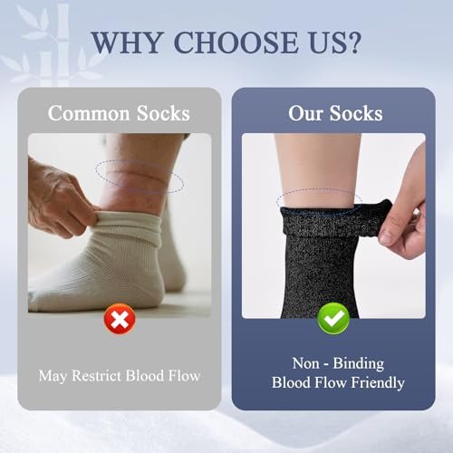 Cirorld Damen Diabetikersocken aus Bambus-Viskose, 6 Paar, nicht einschnürendes weites Bündchen, nahtlose Socken mit weicher Polsterung für geschwollene Füße