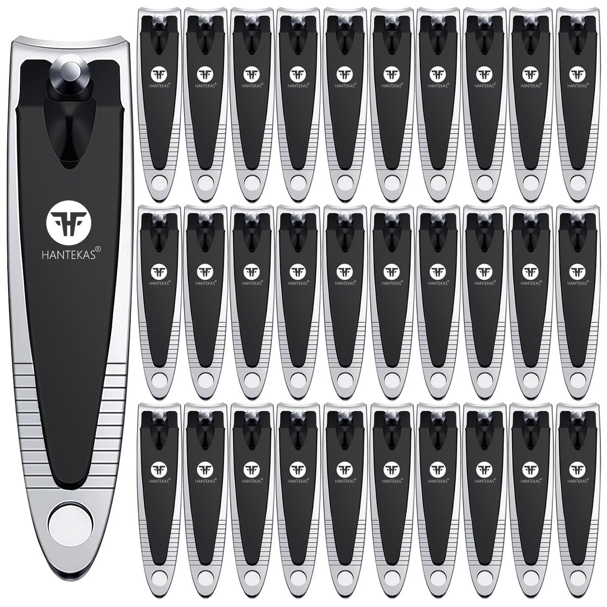 HANTEKAS 30-teiliges Nagelknipser-Set aus Kohlenstoffstahl – Tragbare Nagelzwicker für Finger- und Zehennägel in Schwarz und Silber