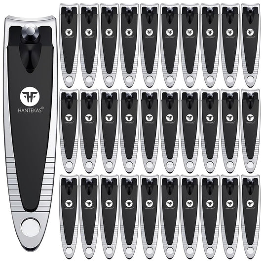 HANTEKAS 30-teiliges Nagelknipser-Set aus Kohlenstoffstahl – Tragbare Nagelzwicker für Finger- und Zehennägel in Schwarz und Silber