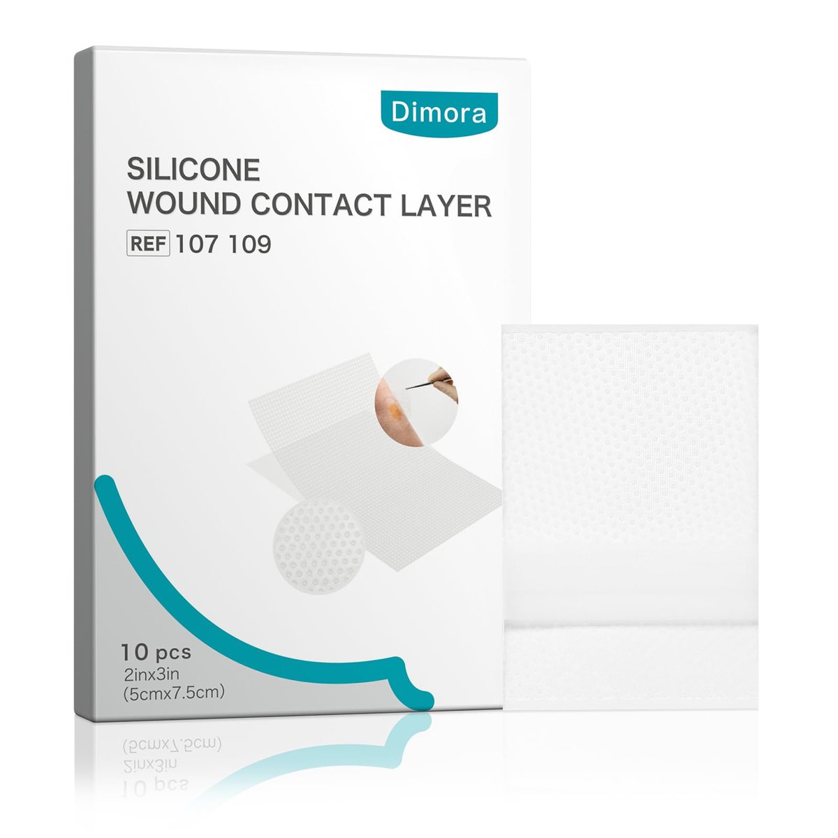 Dimora Wundkontaktschicht, Silikon-Nichthaftender Wundverband, transparente Pads für ein breites Spektrum exsudierender Wunden, 5 cm x 7,5 cm, 10 Stück