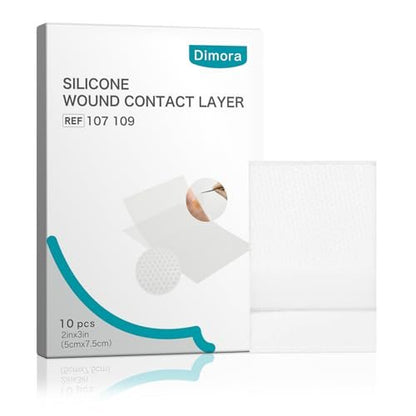 Dimora Wundkontaktschicht, Silikon-Nichthaftender Wundverband, transparente Pads für ein breites Spektrum exsudierender Wunden, 5 cm x 7,5 cm, 10 Stück