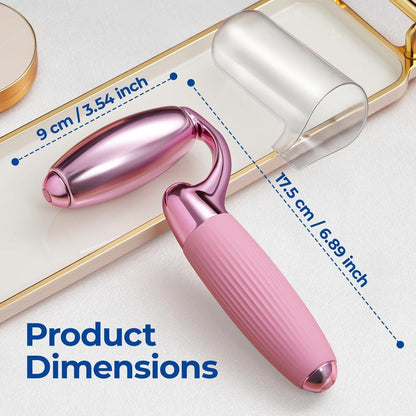 MORGLES Ice Roller für das Gesicht – Professionelles Kryotherapie-Werkzeug zur Reduzierung von Schwellungen, Rötungen und Kopfschmerzen, strafft die Haut und verbessert die Lymphdrainage mit ergonomischem Griff (Pink)