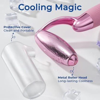 MORGLES Ice Roller für das Gesicht – Professionelles Kryotherapie-Werkzeug zur Reduzierung von Schwellungen, Rötungen und Kopfschmerzen, strafft die Haut und verbessert die Lymphdrainage mit ergonomischem Griff (Pink)