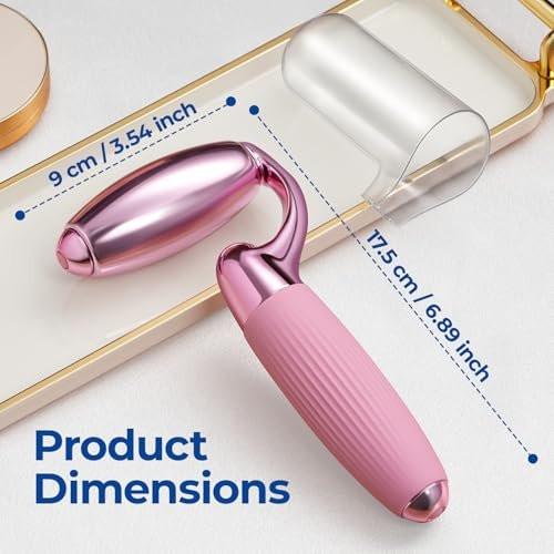 MORGLES Ice Roller für das Gesicht – Professionelles Kryotherapie-Werkzeug zur Reduzierung von Schwellungen, Rötungen und Kopfschmerzen, strafft die Haut und verbessert die Lymphdrainage mit ergonomischem Griff (Pink)