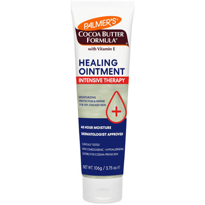 Palmer's Cocoa Butter Formula Healing Ointment mit Vitamin E, 3.75 Oz – Intensive Therapie für extrem trockene, zu Ekzemen neigende Haut, 48-Stunden-Feuchtigkeit, nicht komedogen, dermatologisch empfohlen